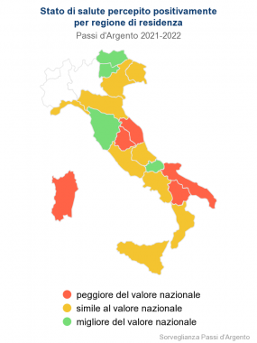 La mappa a colori della salute percepita in Italia 
